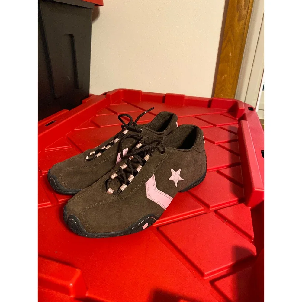 Y2K Converse Suede Sneakers 6 Brown Pink Retro Skater Tennis Shoes Indie Ballet - Picture 2 of 6